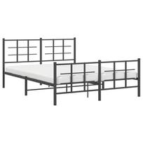 juoda miegamojo lova - vidaXL Lovos rėmas su galvūgaliu ir kojūgaliu, juodas (Black), 150x200 cm, metalas - 3 nuotrauka