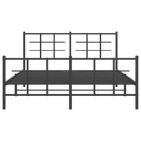 juoda miegamojo lova - vidaXL Lovos rėmas su galvūgaliu ir kojūgaliu, juodas (Black), 150x200 cm, metalas - 4 nuotrauka