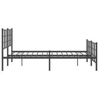 juoda miegamojo lova - vidaXL Lovos rėmas su galvūgaliu ir kojūgaliu, juodas (Black), 150x200 cm, metalas - 5 nuotrauka