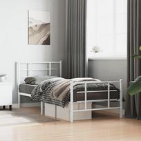 vidaXL Lovos rėmas su galvūgaliu/kojūgaliu, baltas (White), 90x190 cm, metalas