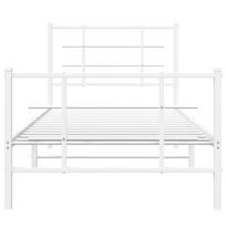 balta miegamojo lova - vidaXL Lovos rėmas su galvūgaliu/kojūgaliu, baltas (White), 90x190 cm, metalas - 5 nuotrauka