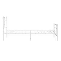 balta miegamojo lova - vidaXL Lovos rėmas su galvūgaliu/kojūgaliu, baltas (White), 90x190 cm, metalas - 6 nuotrauka