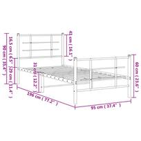 balta miegamojo lova - vidaXL Lovos rėmas su galvūgaliu/kojūgaliu, baltas (White), 90x190 cm, metalas - 10 nuotrauka