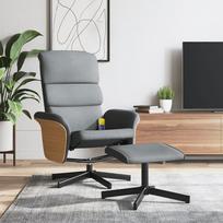 Fotelis vidaXL Atlošiama masažinė kėdė su pakoja, šviesiai pilka (Light Grey)