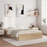 lova 150x200 - vidaXL Lovos rėmas su stalčiais, ąžuolo (Oak), 150x200 cm, apdirbta mediena - 1 nuotrauka