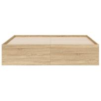 lova 150x200 - vidaXL Lovos rėmas su stalčiais, ąžuolo (Oak), 150x200 cm, apdirbta mediena - 5 nuotrauka