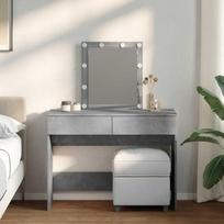 vidaXL Kosmetinis staliukas su LED, betono pilkas (Concrete Grey), 100x40x130cm