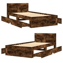 ciuziniai 90 x200 - vidaXL Lovos rėmas su galvūgaliu, dūminio ąžuolo (Smoky Oak), 90x200 cm, mediena - 8 nuotrauka