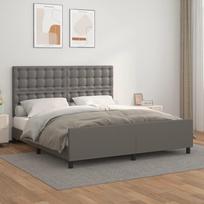 vidaXL Lovos rėmas su galvūgaliu, pilkas (Grey), 160x200 cm, dirbtinė oda