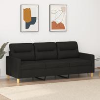 180 cm sofa - vidaXL Trivietė sofa, juodos spalvos, 180cm, audinys - 1 nuotrauka