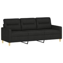 180 cm sofa - vidaXL Trivietė sofa, juodos spalvos, 180cm, audinys - 2 nuotrauka