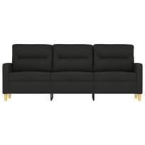 180 cm sofa - vidaXL Trivietė sofa, juodos spalvos, 180cm, audinys - 3 nuotrauka