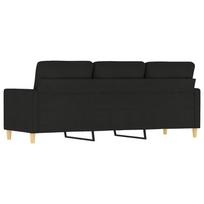 180 cm sofa - vidaXL Trivietė sofa, juodos spalvos, 180cm, audinys - 5 nuotrauka