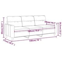 180 cm sofa - vidaXL Trivietė sofa, juodos spalvos, 180cm, audinys - 8 nuotrauka