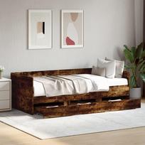 miegamojo lova su ciuziniu - vidaXL Lova su stalčiais, dūminio ąžuolo (Smoky Oak), 75x190 cm, apdirbta mediena - 1 nuotrauka