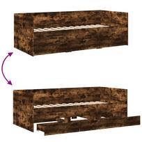 miegamojo lova su ciuziniu - vidaXL Lova su stalčiais, dūminio ąžuolo (Smoky Oak), 75x190 cm, apdirbta mediena - 8 nuotrauka