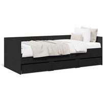 miegamojo lova su ciuziniu - vidaXL Lova su stalčiais, juoda (Black), 75x190 cm, apdirbta mediena - 2 nuotrauka