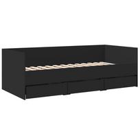 miegamojo lova su ciuziniu - vidaXL Lova su stalčiais, juoda (Black), 75x190 cm, apdirbta mediena - 3 nuotrauka