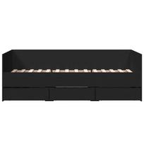 miegamojo lova su ciuziniu - vidaXL Lova su stalčiais, juoda (Black), 75x190 cm, apdirbta mediena - 4 nuotrauka