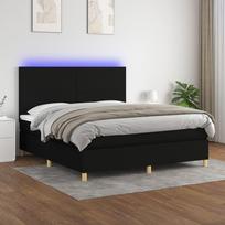 led miegamojo - vidaXL Lova su spyruoklėmis ir čiužiniu, juoda (Black), 160x200 cm, audinys - 1 nuotrauka