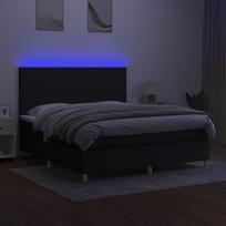 led miegamojo - vidaXL Lova su spyruoklėmis ir čiužiniu, juoda (Black), 160x200 cm, audinys - 4 nuotrauka