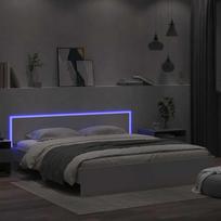 vidaXL Lovos rėmas su galvūgaliu ir LED, baltos (White), 200x200 cm