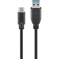 type c to type c laidas 2m - Goobay 71221 USB-C to USB A 3.0 cable, juodas, 2m - 1 nuotrauka