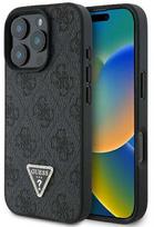 Guess Leather 4G Triangle Strass MagSafe dėklas Apple iPhone 16 Pro Max - Rudas (Brown)