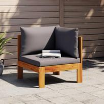 vidaXL Sodo kampinė sofa su pagalvėlėmis, akacijos mediena ir virvė