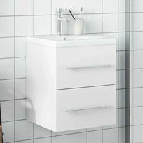 vidaXL Vonios praustuvo spintelė su įmontuotu praustuvu, balta (White)