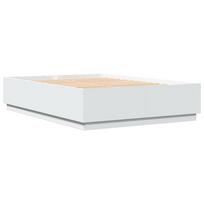 balta miegamojo lova - vidaXL Lovos rėmas su LED, baltas (White), 160x200 cm, apdirbta mediena - 3 nuotrauka