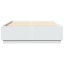 balta miegamojo lova - vidaXL Lovos rėmas su LED, baltas (White), 160x200 cm, apdirbta mediena - 6 nuotrauka