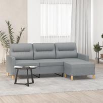audiniai - vidaXL Trivietė sofa su pakoja, šviesiai pilka, 180cm, audinys - 1 nuotrauka