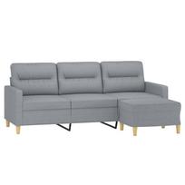 audiniai - vidaXL Trivietė sofa su pakoja, šviesiai pilka, 180cm, audinys - 3 nuotrauka