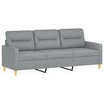 audiniai - vidaXL Trivietė sofa su pakoja, šviesiai pilka, 180cm, audinys - 4 nuotrauka