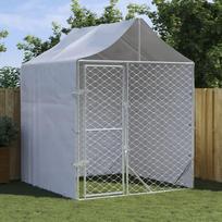 Lauko voljeras šunims su stogu, sidabrinis, 2x2x2,5m, plienas
