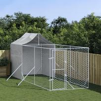 Lauko voljeras šunims su stogu, sidabrinis, 2x6x2,5m, plienas