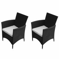 Lauko kėdė VLX Poly Rattan 48584 2pcs, juoda, 66.5 cm x 53.5 cm x 90 cm