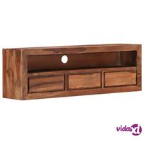 TV staliukas VLX Solid Sheesham Wood Cabinet, rudas/juodas, 1200 mm x 300 mm x 400 mm