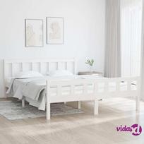 vidaXL Lovos rėmas 150x200 cm, baltas (White), medienos masyvas