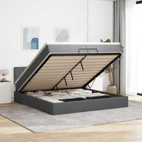 vidaXL Osmanų lova su čiužiniu, tamsiai pilkas (Dark Grey), 200x200 cm, audinys