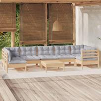 Lauko baldų komplektas VLX Garden Lounge Set 3096039, pilkas/rudas, 8 vietų