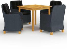 Lauko baldų komplektas VLX Dining 5 Piece Set, juodas/rudas/tamsiai pilka, 4 vietų