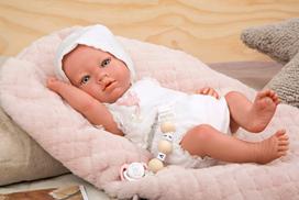 reborn leles - Arias Reborn lėlytė mergaitė, 38 cm, baltais rūbeliais - 1 nuotrauka