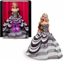 Mattel Kolekcinė Barbie 65-mečio lėlė su šviesiais plaukais ir juodai baltu chalatu, HRM58