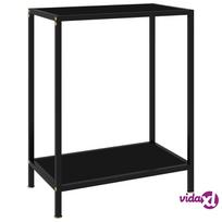 Konsolinis staliukas VLX Tempered Glass & Steel 322830, juodas, 600 mm x 350 mm x 750 mm