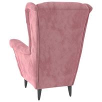 rozinis fotelis - Fotelis vidaXL Aksominis Krėslas, Rožinė (Pink) - 5 nuotrauka