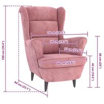 rozinis fotelis - Fotelis vidaXL Aksominis Krėslas, Rožinė (Pink) - 7 nuotrauka