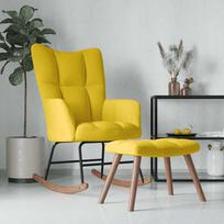 Supamasis krėslas VLX Rocking Chair With A Stool, geltonas, 78 cm x 61 cm x 98 cm