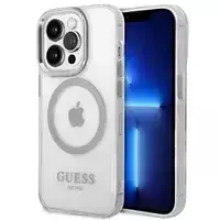 apple iphone 14 pro case with magsafe - Apple iPhone 14 Pro Max Guess Metal Outline Case with MagSafe - Sidabrinis (Silver) - 1 nuotrauka